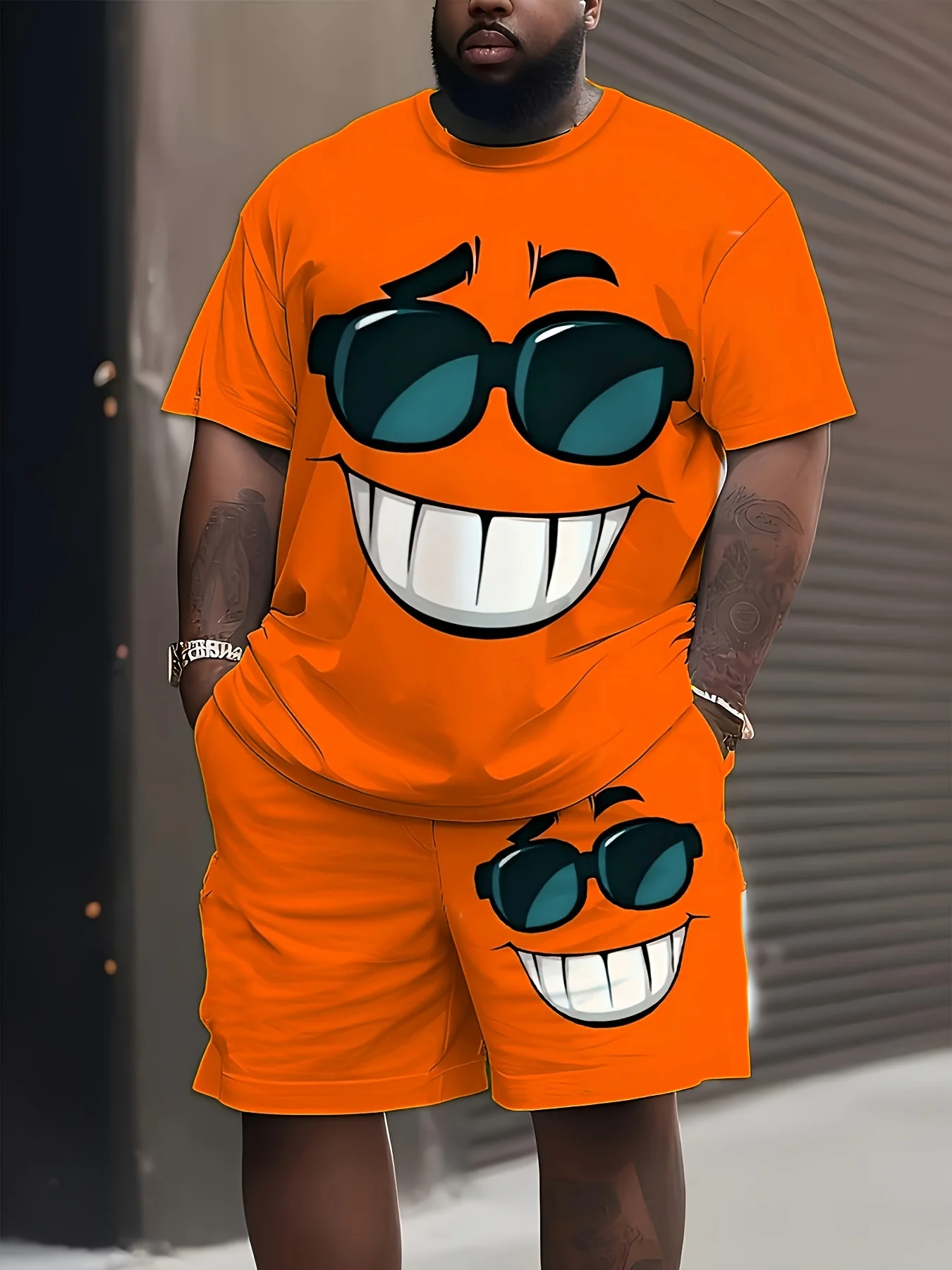 

Забавная футболка со смайликами в стиле Харадзюку, мужская одежда, новая коллекция уличной одежды 2026 года, комплект для мужчин с улыбающимися лицами, унисекс-комплект из двух предметов в стиле Y2K