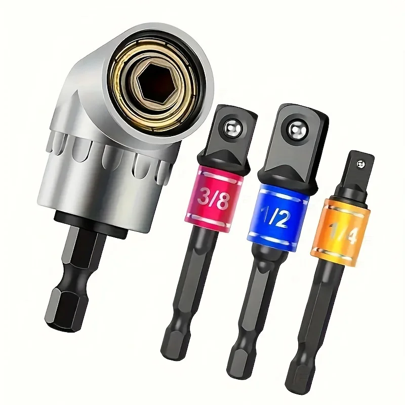 4pcs Impact Grade Tool Set with Socket Adapter&Extension-Durable Metal Construction,Includes 1/4