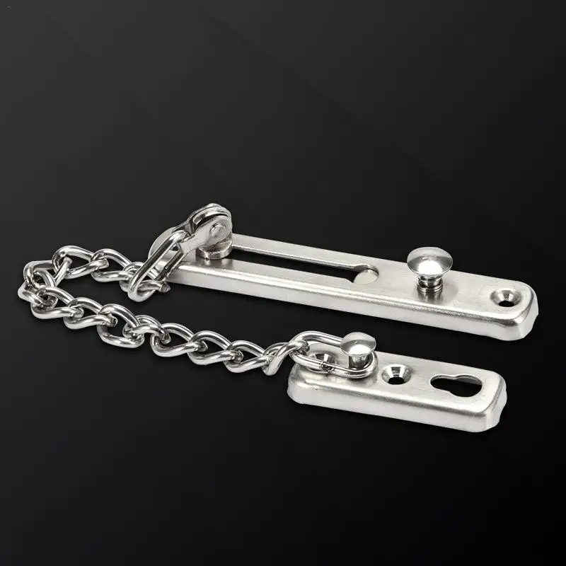 Door Chain Lock  Spring Anti Theft Press Stainless Steel Security Chain Heavy Duty Slide Catch Latch Screw Guard Accessories