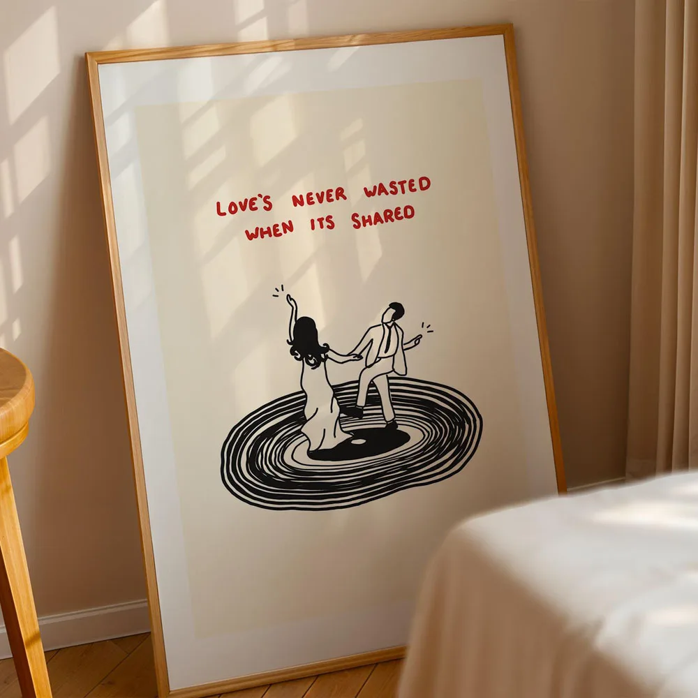 A Couple Minutes Love's Never Wasted When It's Shared The Art of Loving Canvas Print Poster for Modern Living Room Decor