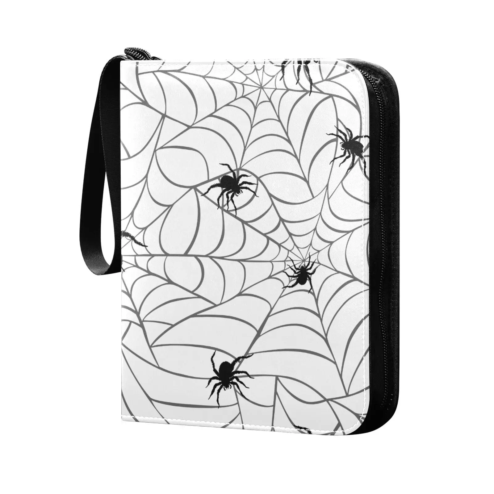 Orange Spider Web 4 Pocket Cards Binder, 400 Double Sided Pocket Album for Sport Game Cards, Unique Card Collection Storage