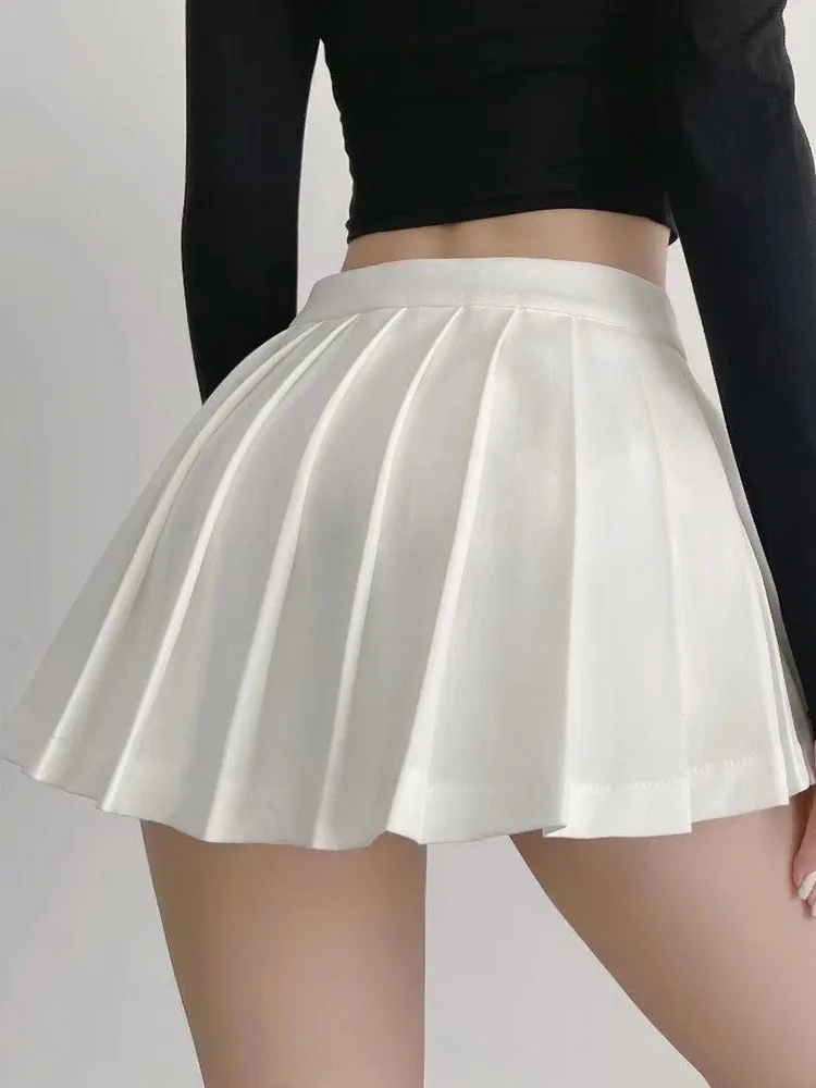 2024 Sexy Women Pleated Skirts High Waist Summer Vintage Mini Skirts Korean Tennis Student White Designed Dance Skirt