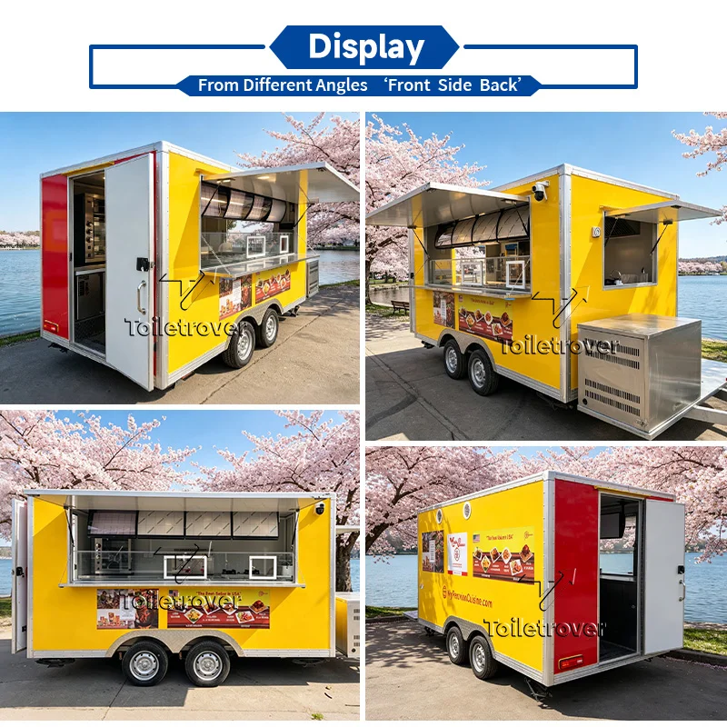 Luxury Outdoor Street Mobile Food Trailer Commercial Food Truck Trailer Ice Cream Air Conditioned Food Truck with Fridge