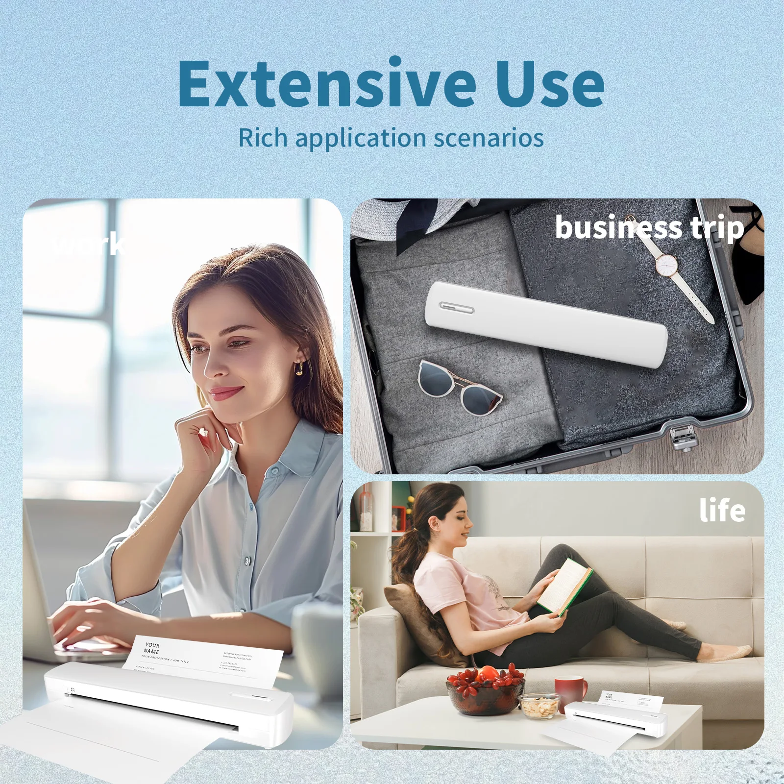 Draagbare printer Draadloos Inktloos Thermisch A4 C80 300DPI US-letter Mobiele printer Ondersteuning Android iOS voor reizen Werk Thuis