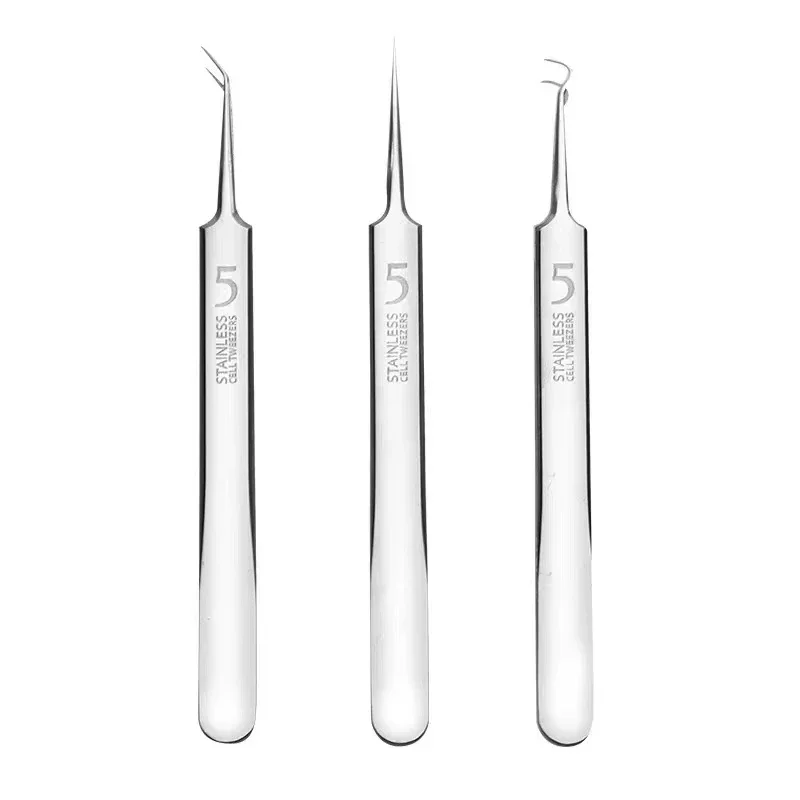 1-3Pcs Ultra-Fine No. 5 Cell Pimples Blackhead Clip Tweezers Beauty Salon Special Scraping & Closing Artifact Acne Needle Tool