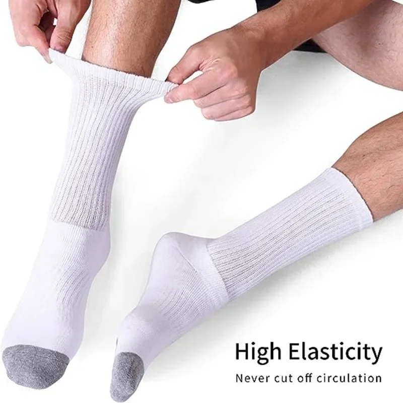 10 Pairs EUR39-47 Plus Size Women Men Crew Socks High Tube Cotton Sports Socks Runing Soccer Athletic Socks White Black