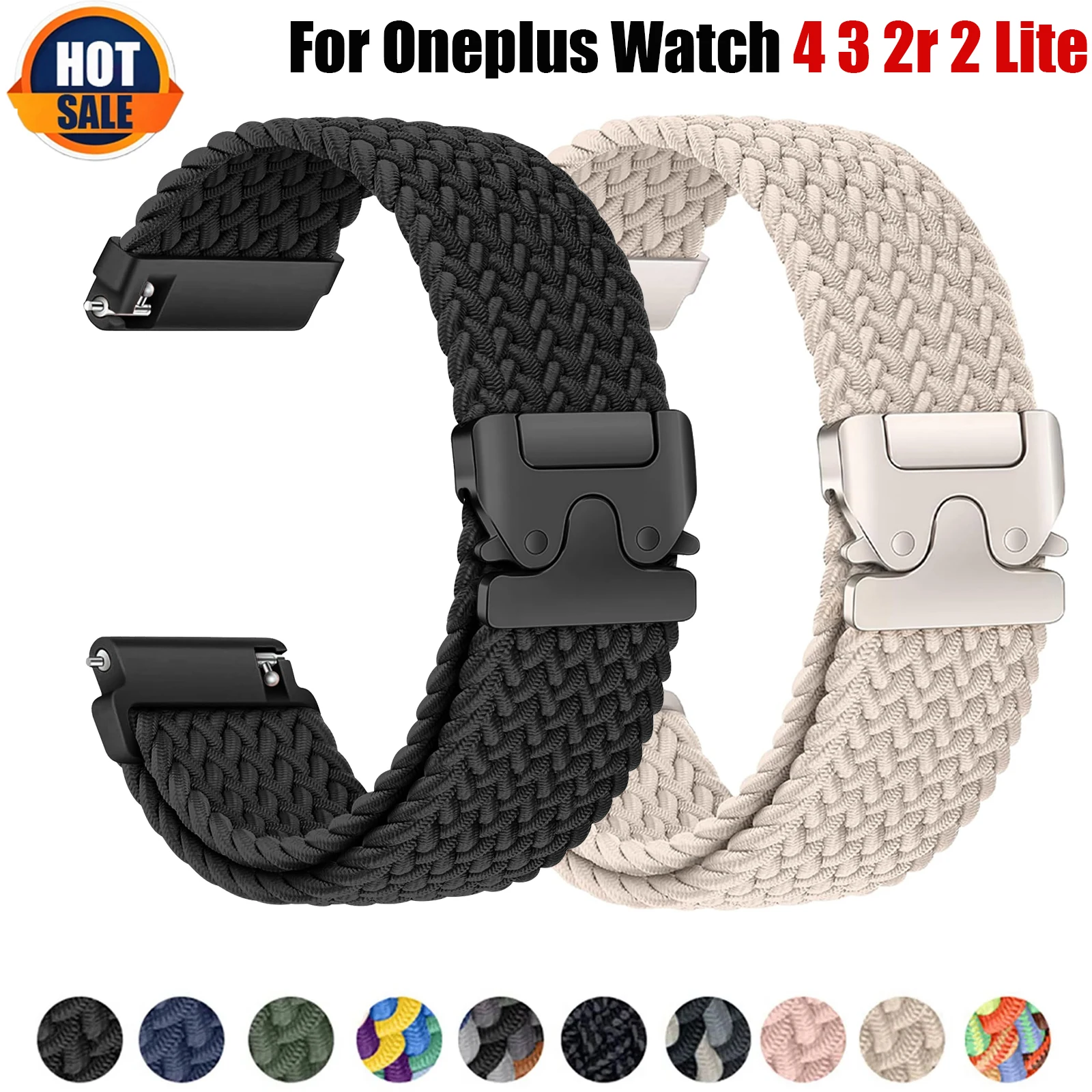 Bracelet tressé en parachute de 22mm, pour montre connectée oneplus 4, accessoires, ceinture, Bracelet correa Oneplus Watch Lite 3 2r 2 46mm