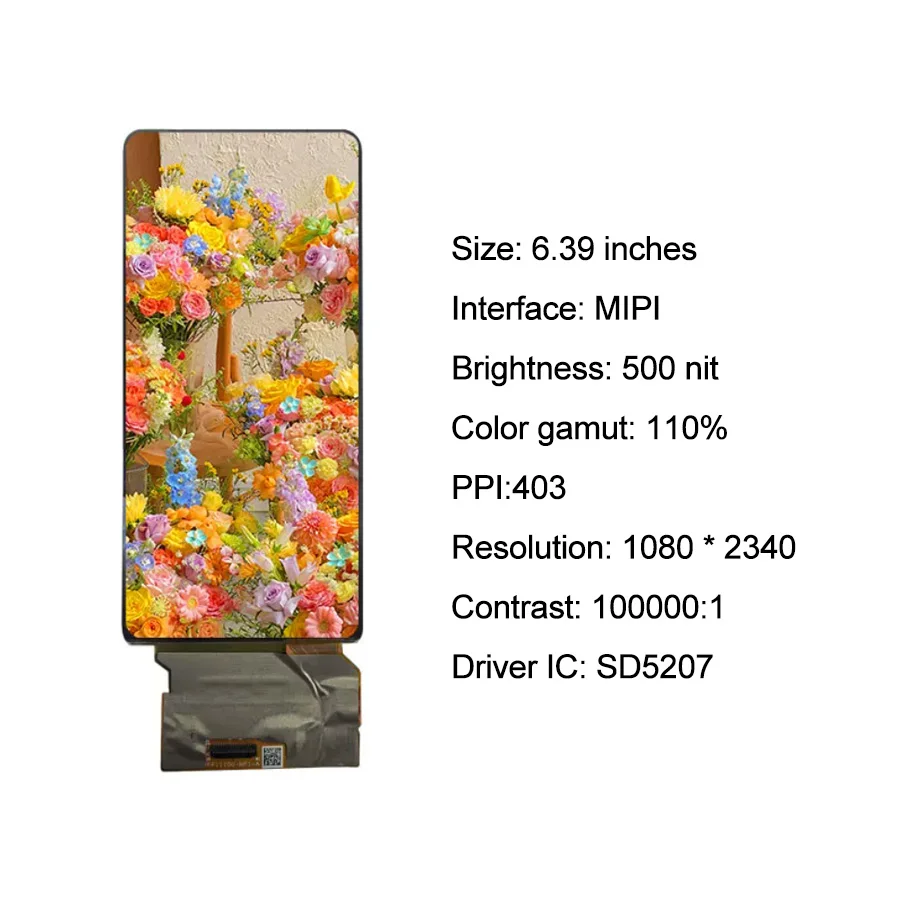 6.39 inch AMOLED Touchscreen MIPI Interface1080X2340 High Definition High-Contrast Display