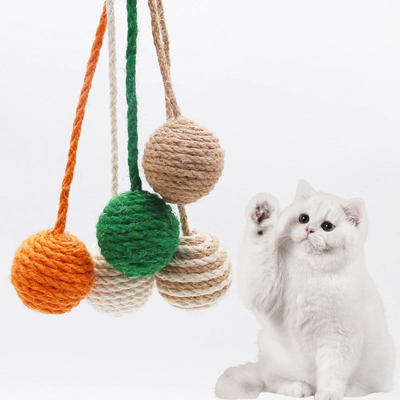 Pet Sisal Rope Weave Ball Cat Teaser Play Chewing Rattle Scratch Catch Toy DIY Interactive Scratch Chew Toy Accessoryies