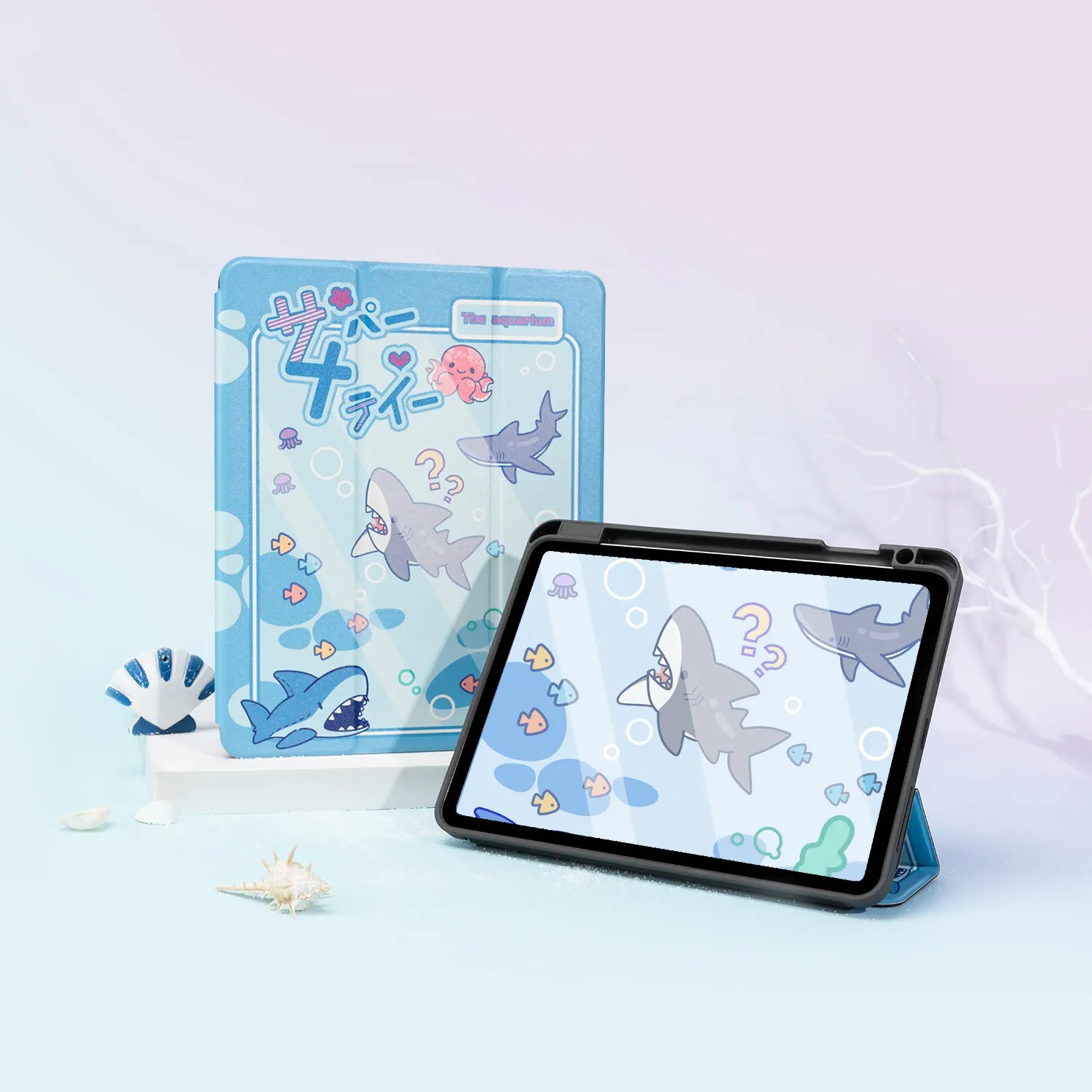 GeekShare 아이패드 프로 보호 케이스, 귀여운 만화 풀 커버 하드 쉘, 낙하 방지 방수 케이스, 펜 슬롯 포함, 신제품