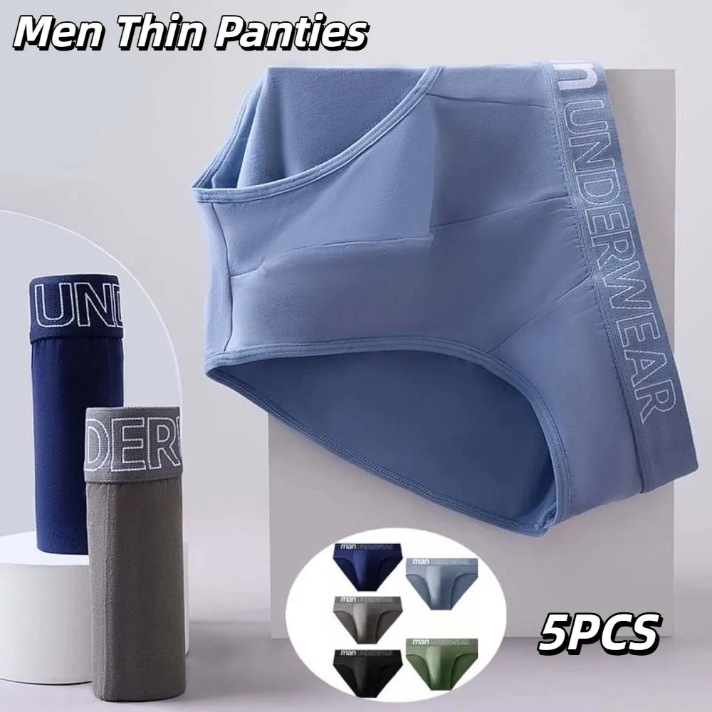 

5PCS Simple Low Waist Men Thin Panties Male Lingerie Elastic Men's Underwear Briefs Letter Underpants Men