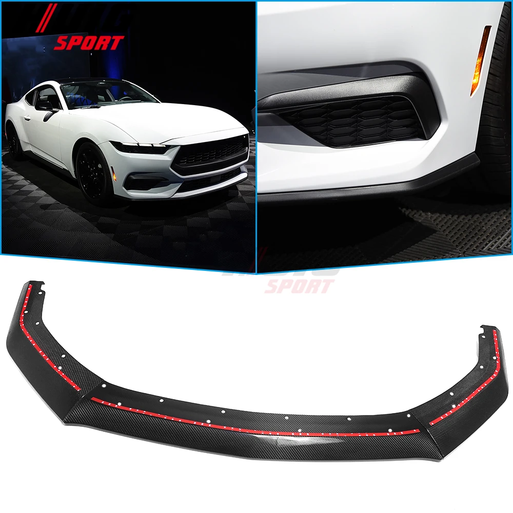 Carbon Fiber Car Front Bumper Lip Spoiler Body Kit Guard Splitter Exterior Accessories For Ford Mustang S650 GT Ecoboost 2024+