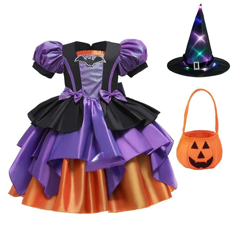 

Костюм принцессы-ведьмы для девочек, наряд для выступлений на Хэллоуин, детская одежда для косплея, зимний сценический костюм для девочек