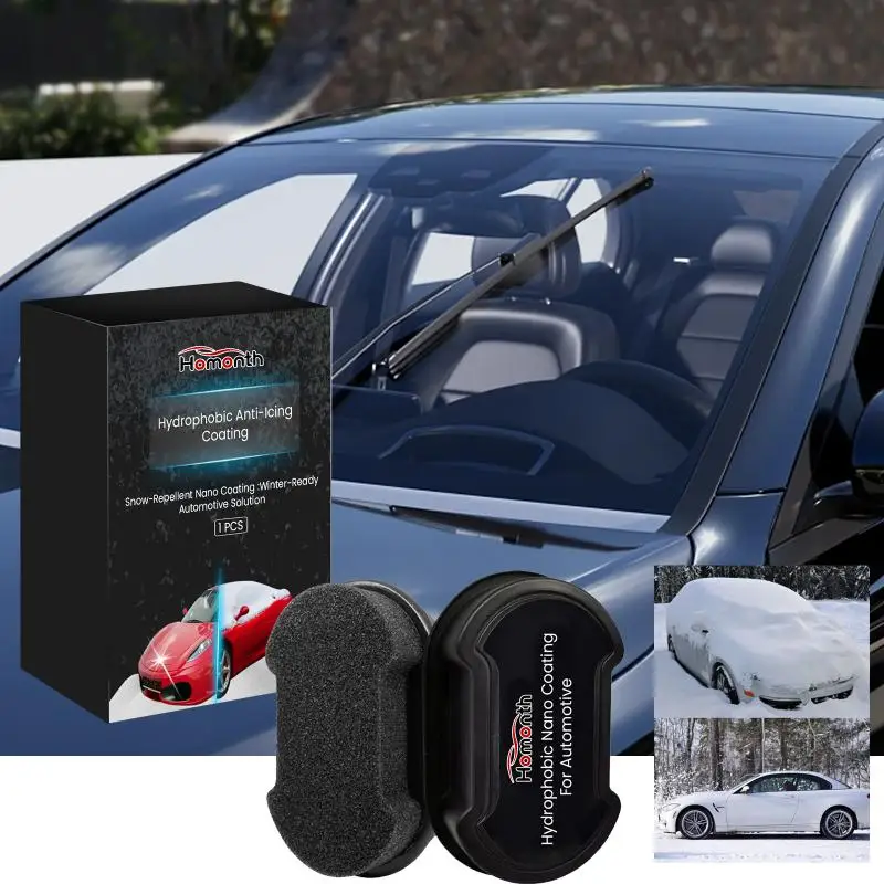 Car Windshield Cleaner Portable Cleaning Sponge Black Mirror Window Accessory For Winter Frost Removal And Rearview Mirrors
