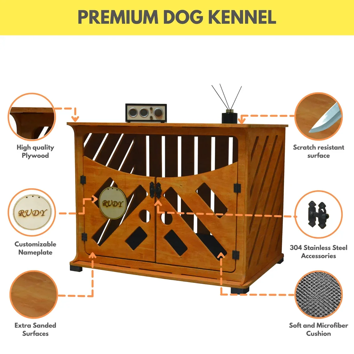 Light Oak Premium Dog Kennel Wooden Dog House and Crate Furniture Pet Application Gift for Dogs