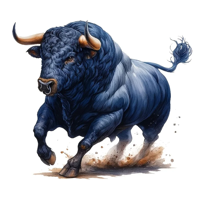 Premium Waterproof Vinyl Stickers Featuring a 6-Inch Angry Blue Cow, Perfect for Use on Cars, Laptops Bottles Trucks Motorcycles