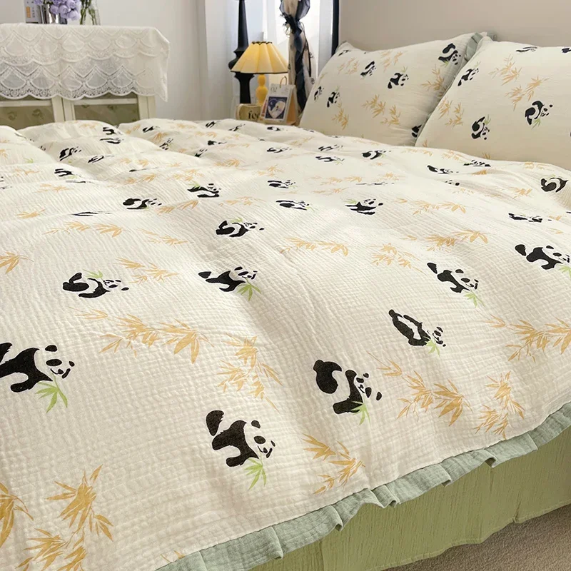 Class A pure cotton wrinkled gauze quilt cover Maternal and infant grade double-layer yarn quilt cover Single piece Korean lace