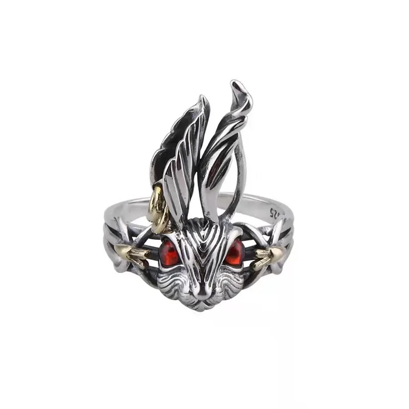 1 Piece Women Vintage Creative Crystal Animal Rabbit Ring Big Ear Red Eye White Rabbit Open Finger Ring
