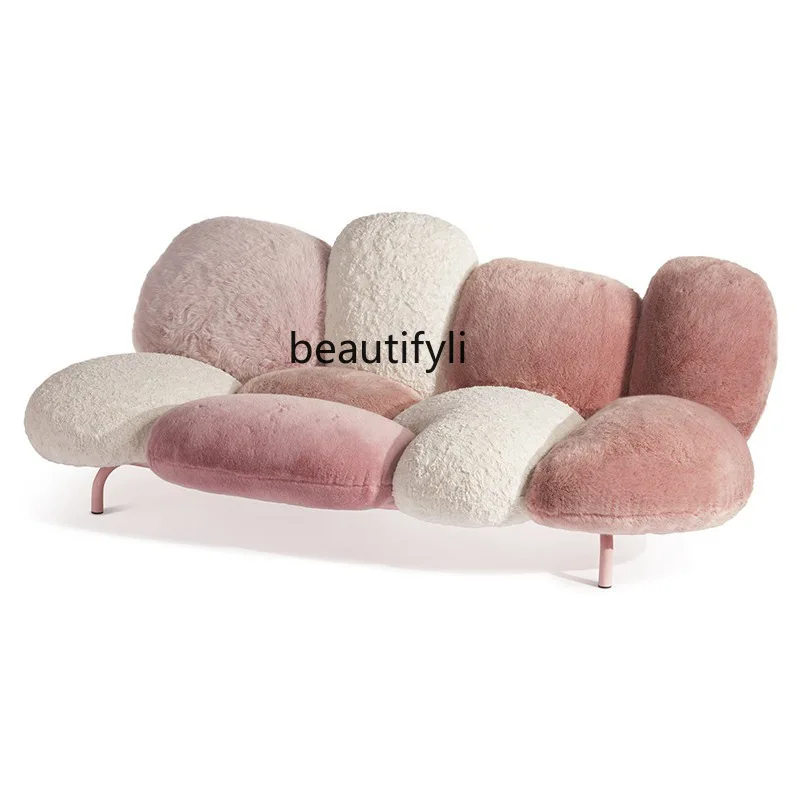 LBX Plush Powder Puff Sofa Model Room Sales Department Private House Sofa