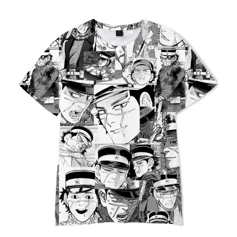 2025 22 Аниме Golden Kamuy 3D Футболка Женщины Мужчины Лето 5E0A16UF Модная забавная футболка с коротким рукавом Графические футболки Sugimoto Saichi C