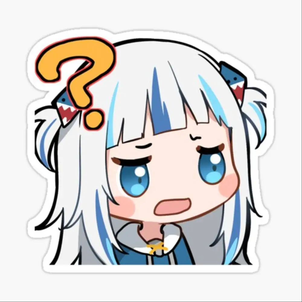 Gawr Gura Anime Chibi Sticker Car Window Bumpers Die-cut Vinyl Stickers Decorative Accessories