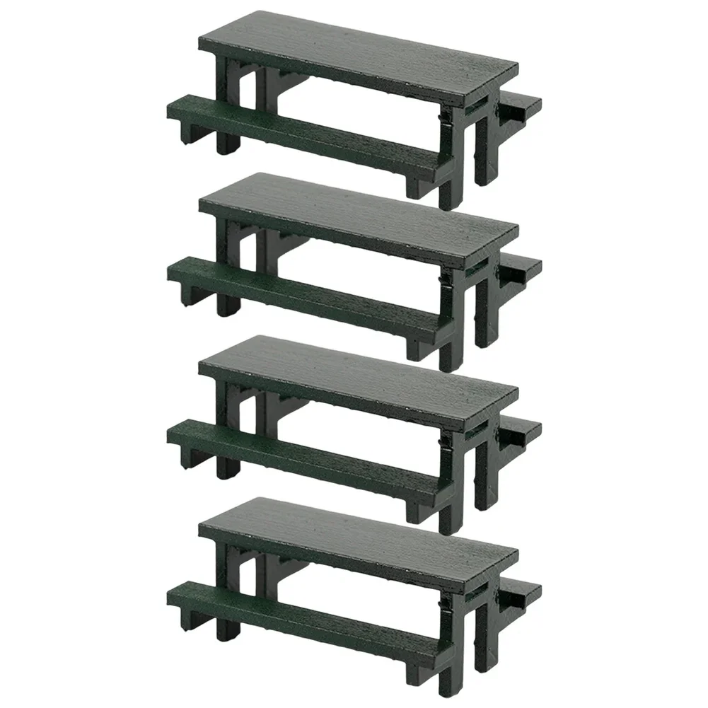 4PCS Plastic 1:50 Scale Garden Park Benches Street Platform Station Seats Chairs Model Dollhouse Stool Desk Table Model Toy