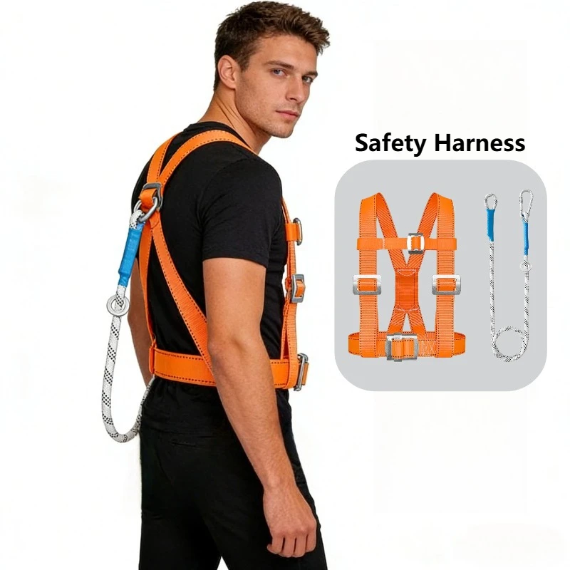 

Safety Harness Rock Climbing Harness Adjustable Climbing Gear Rappelling Harness Multi-functional Lanyard Adjustable Safety Belt
