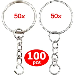 Metal Blank Keyring Keychain Split Rings Keyfob Key Rings Lobster Clasp Key Chain Key Pendant Ring Stainless Steel Rings