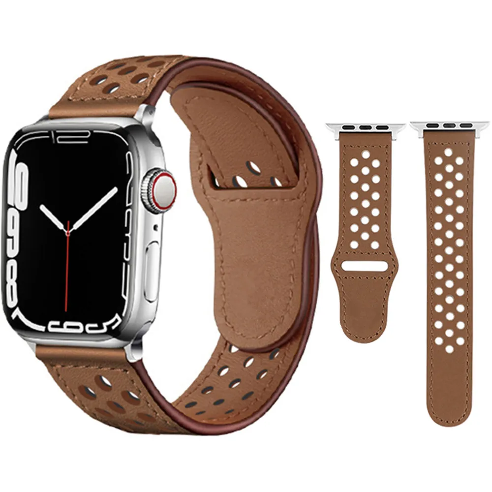 Leather Strap For Apple Watch Band 44mm 40mm 45mm 41mm 38 42 46 49mm Sport Bracelet iWatch Series 1 2 3 4 5 6 7 8 9 10 SE Ultra