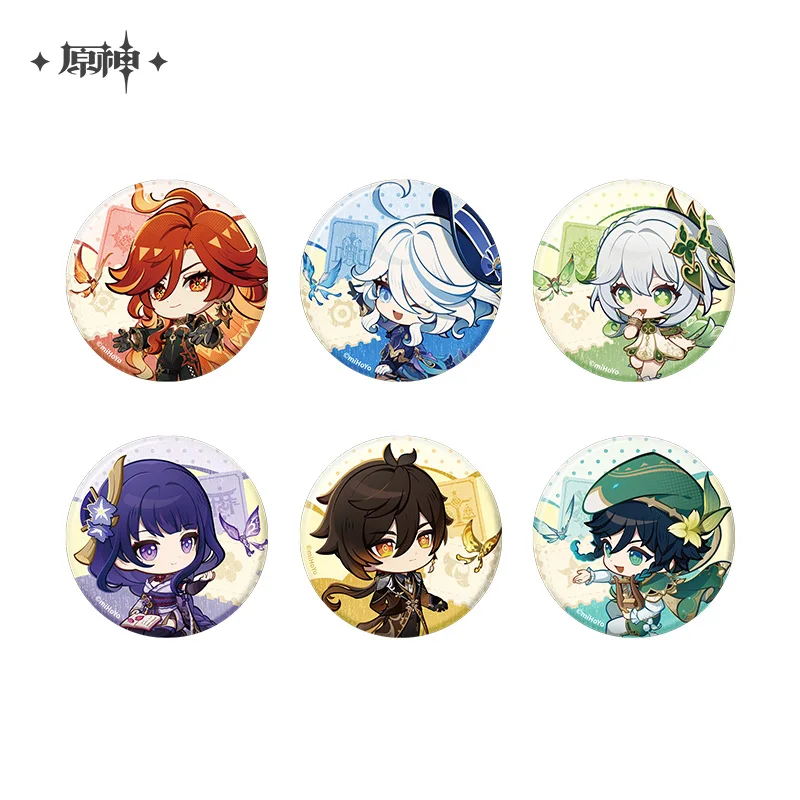 

Official Teyvat Expo Merch Q version Tinplate Badges Acrylic Standee Fridge Magnet Cosplay Accessories Fan's Collection Gifts