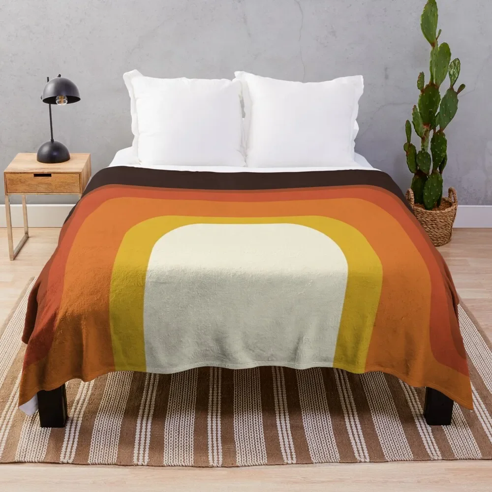 

Mid-Century Modern Meets 1970s Orange Rainbow Throw Blanket Long Lasting Soft Plush Blanket for Daily Use