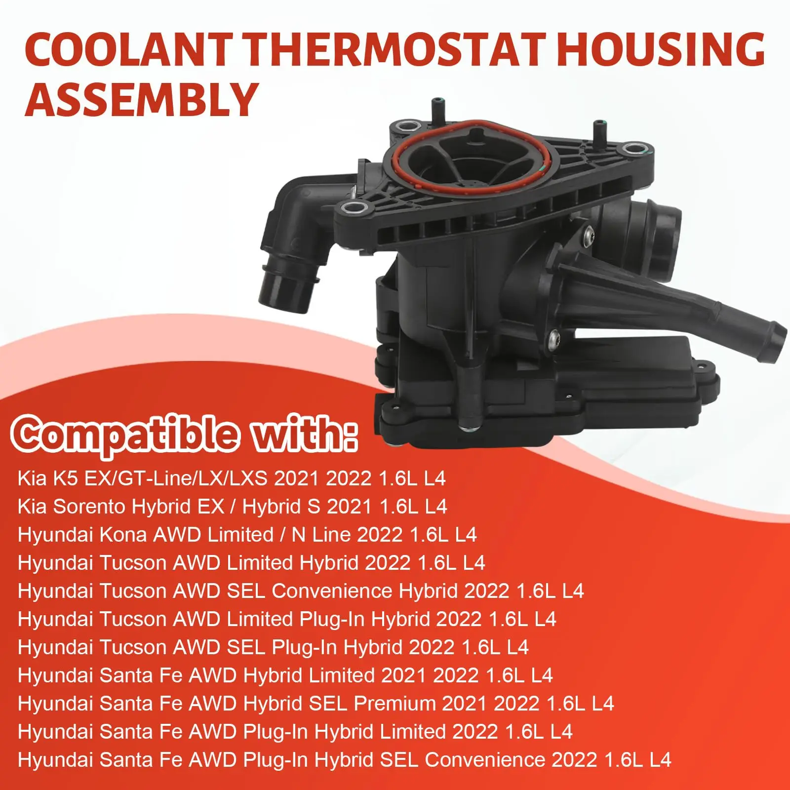 Coolant Thermostat Housing Assembly 256002M810 for KIA HYUNDAI SANTA FE I20 III TUCSON SORENTO KONA 25600-2M810 Engine Radiator