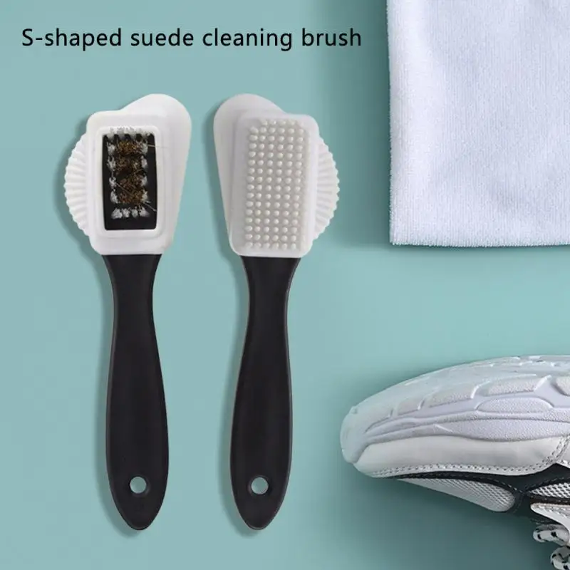 3 Side of Cleaning Brushes for Suede Leather Nubuck Three Side Cleaning Shoe Brush High Quality Black S Shape Boot Shoes