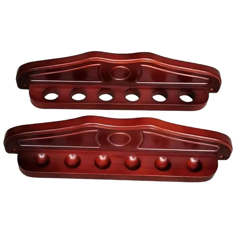 6 Cue Wall Mounted Rack Wooden Stand Pool Stick Hold Stand-Billiards Pool Cue Rack Wooden Holds Billiard Supplies Highly Recomme