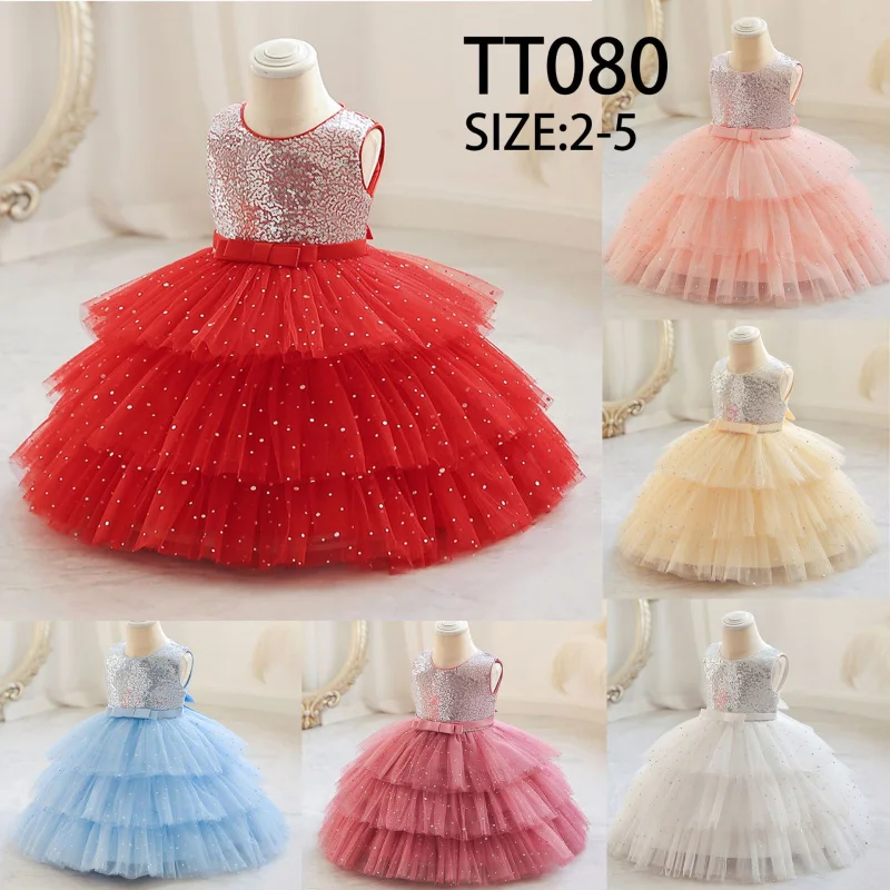 New Children's Princess Dress Pettiskirt Girls' Dress Clothing Year-Old Starry Sequined Bow Cute Baby