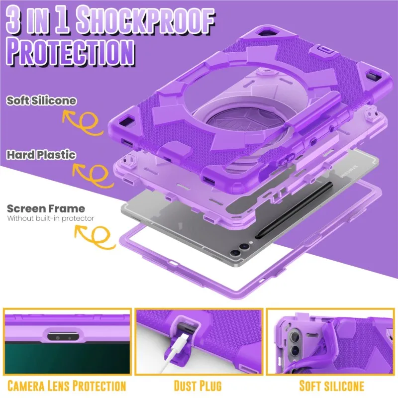 Imagem -03 - Capa para Tablet à Prova de Choque com Slot para Caneta para Samsung Galaxy Tab Estojo Não Tóxico para s9 fe Plus 12.4 Corpo Inteiro Cofre Crianças Crianças