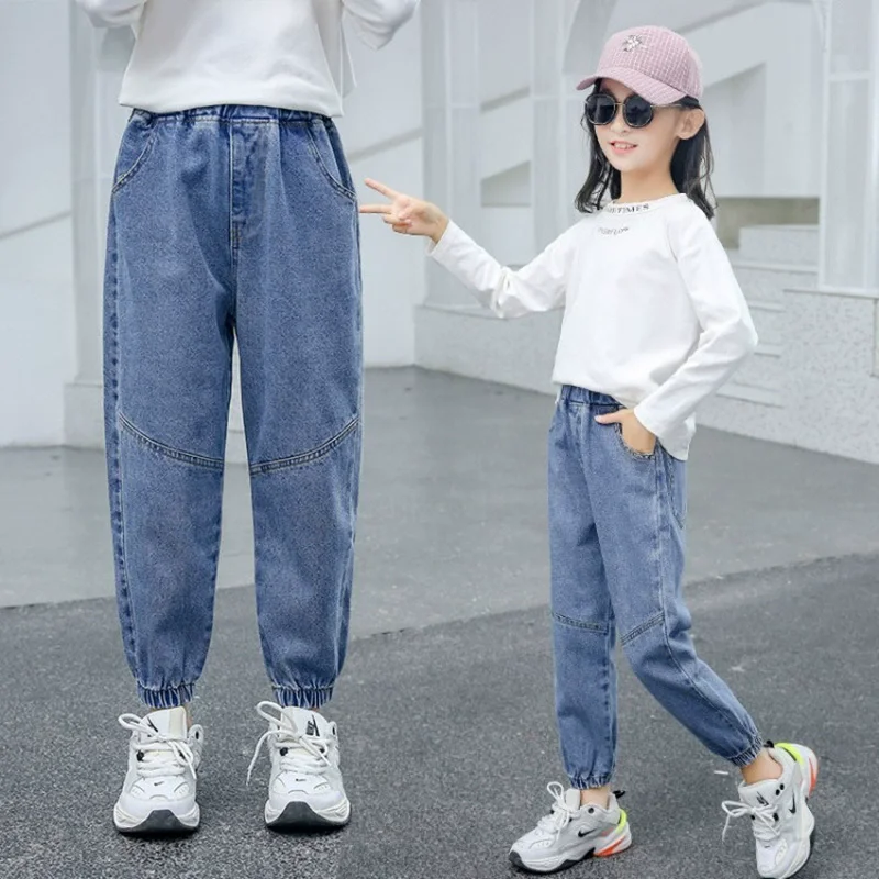 

Boys Girls Loose Jeans Children's Autumn Spring Clothing Casual Trousers Teenager Fashion Cool Denim Pants Kids Baggy Sweatpants