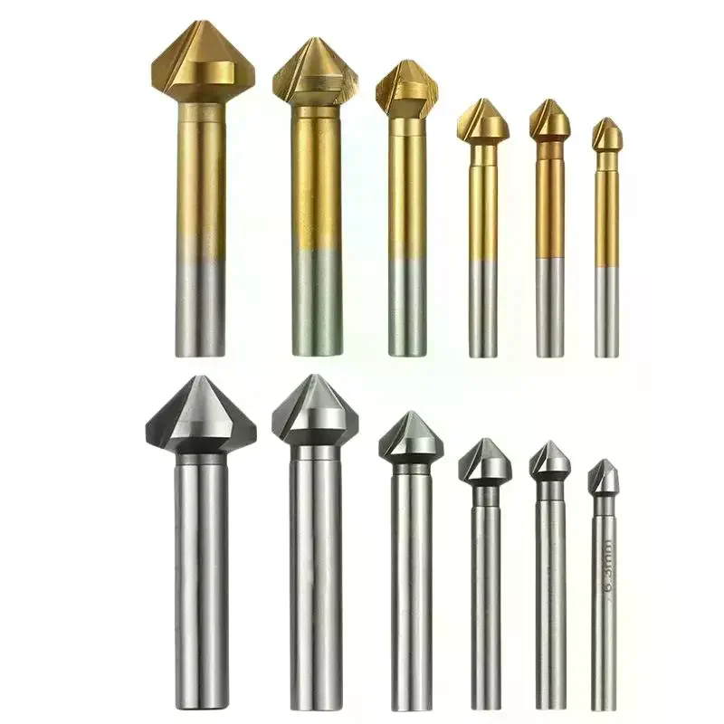 End Mill Cutter 3 Flute Round Shank 90 Degree HSS Countersink Deburring Tapered Drill Bit Chamfering - view 5