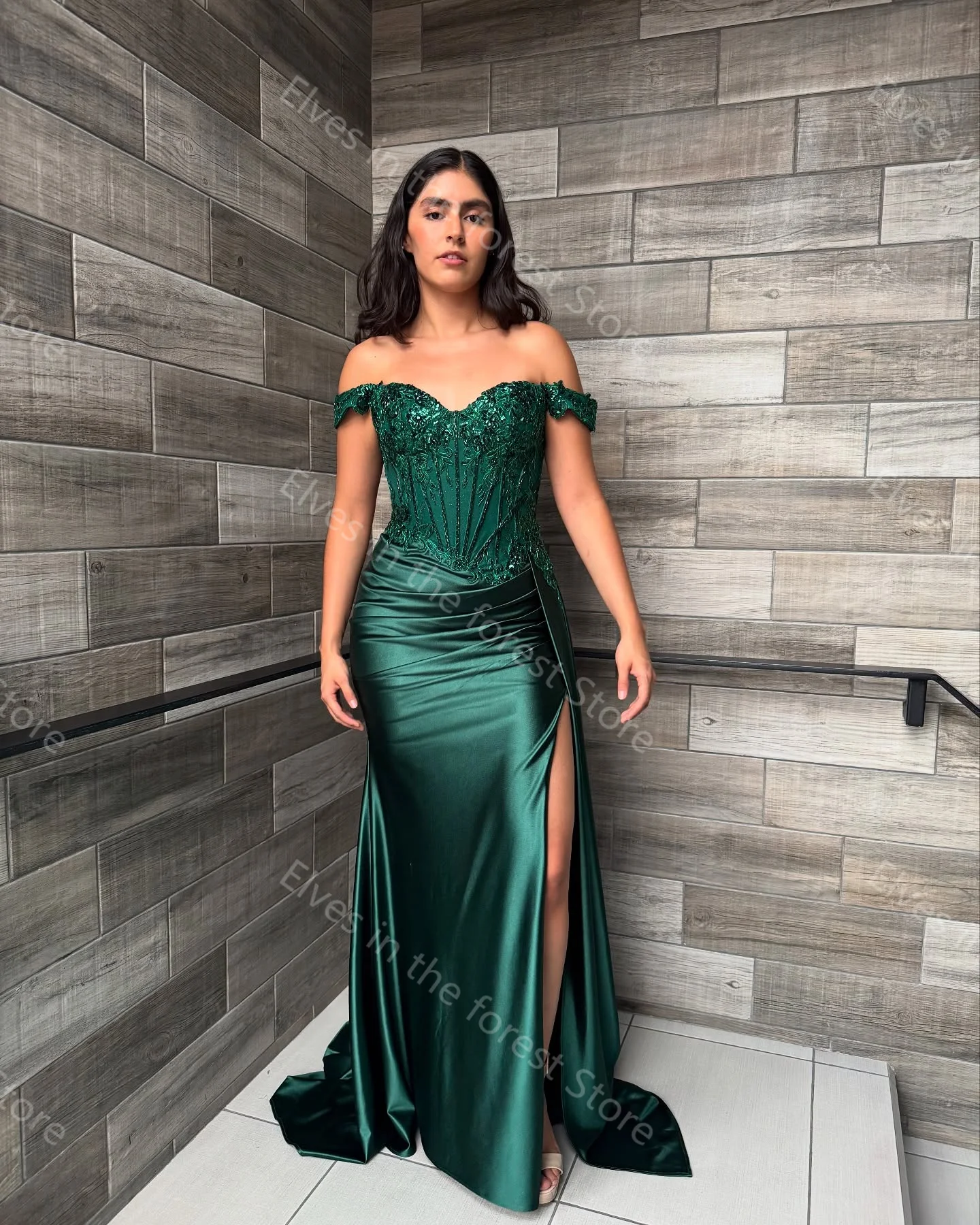 off shoulder gala dress Long A Line Satin Off Shoulder Dress
