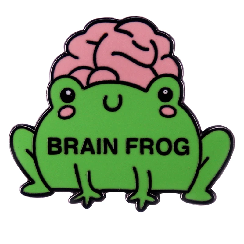 A2928 Cartoon Enamel Pins Cute Brain Frog Brooch Clothes Backpack Lapel Badges Fashion Jewelry Accessories For Friends Gifts