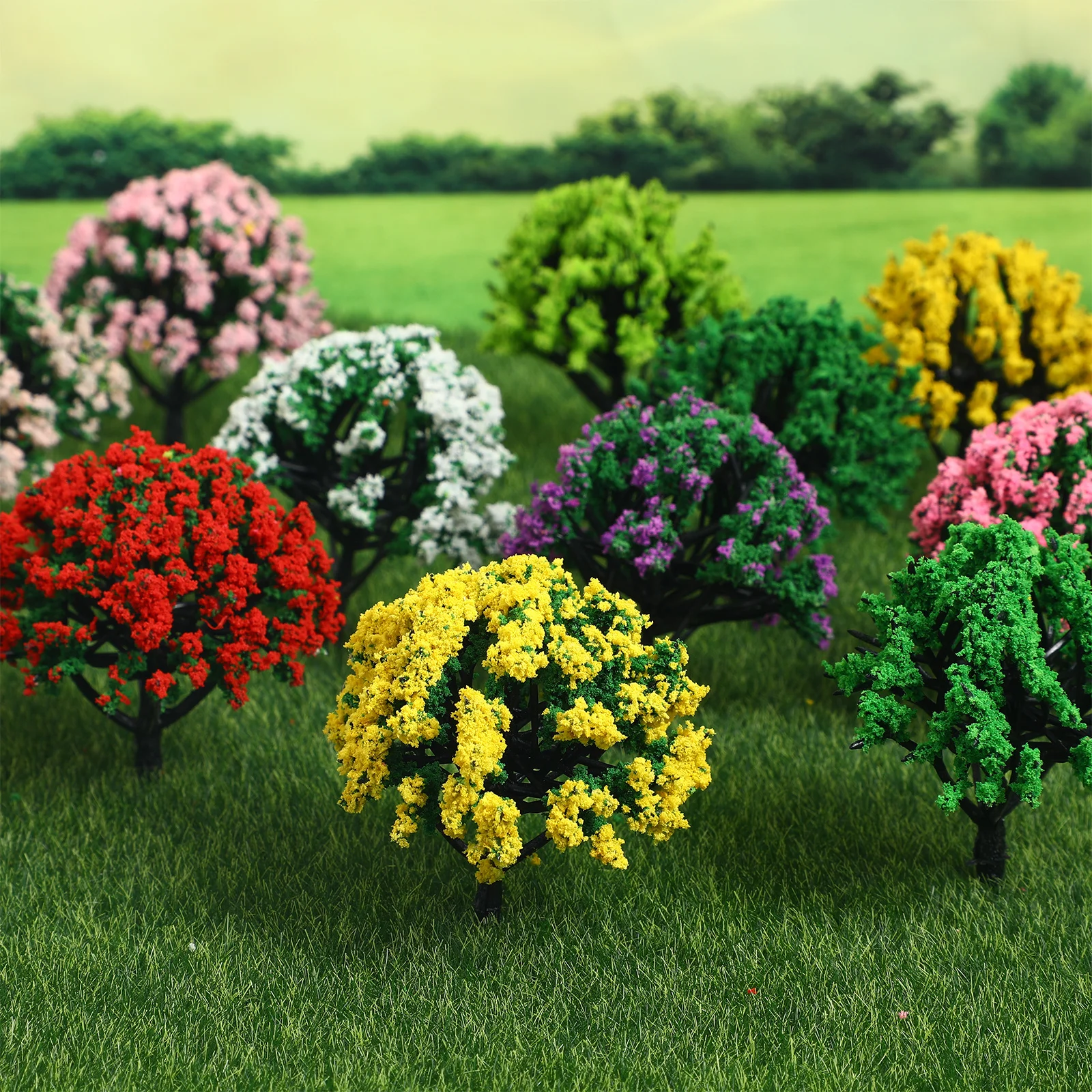 15 pezzi di alberi in miniatura paesaggio verde realistico per layout di treni diorama architettura modellazione alberi di plastica albero artificiale