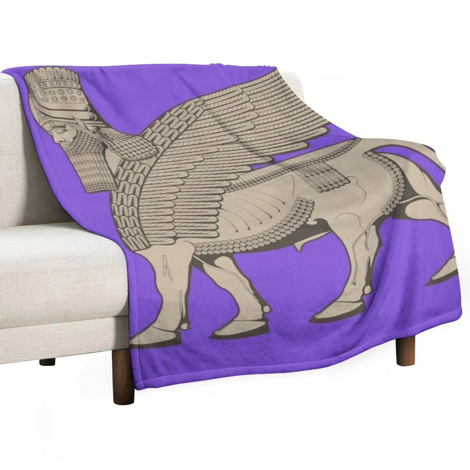 

Lamassu Winged Bull Assyrian Throw Blanket Picnic For Baby Blankets