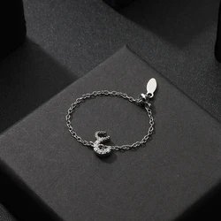 New Trendy Design Women's Fashion Ring Simple Zircon Arabic Letters Adjustable Chain Rings Arabian Style Party Jewelry Accessory