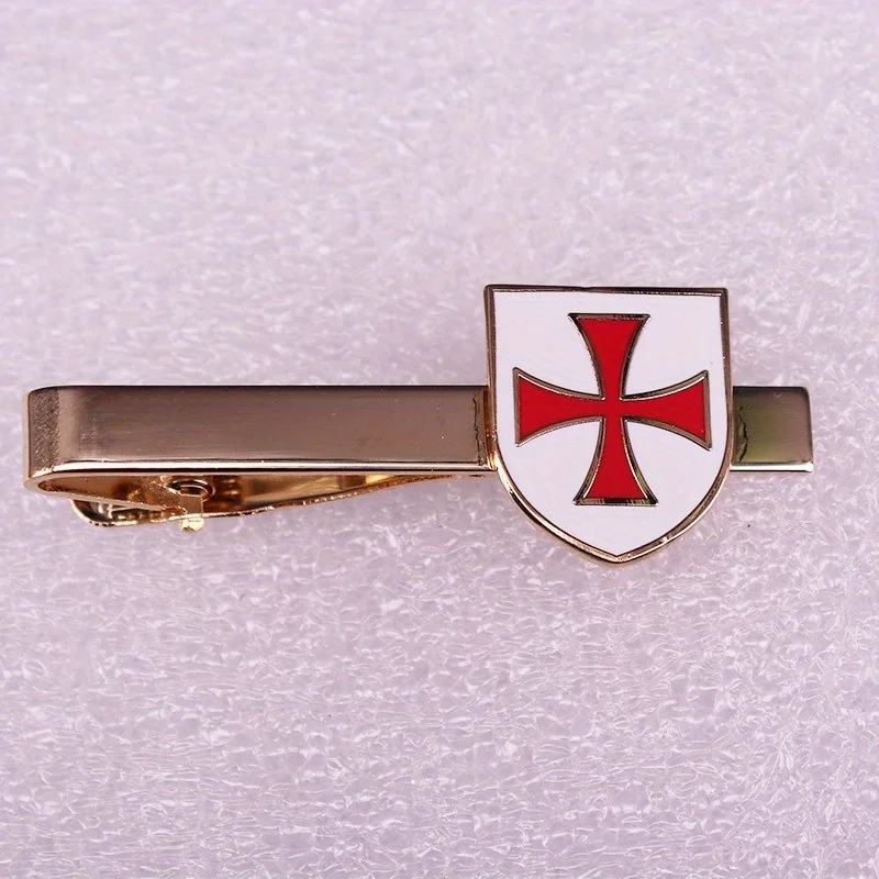 Knights Crusader Pin Charming Cross Shield Pattern Metal Tie Clips Business Suit Decor Supplies Badge