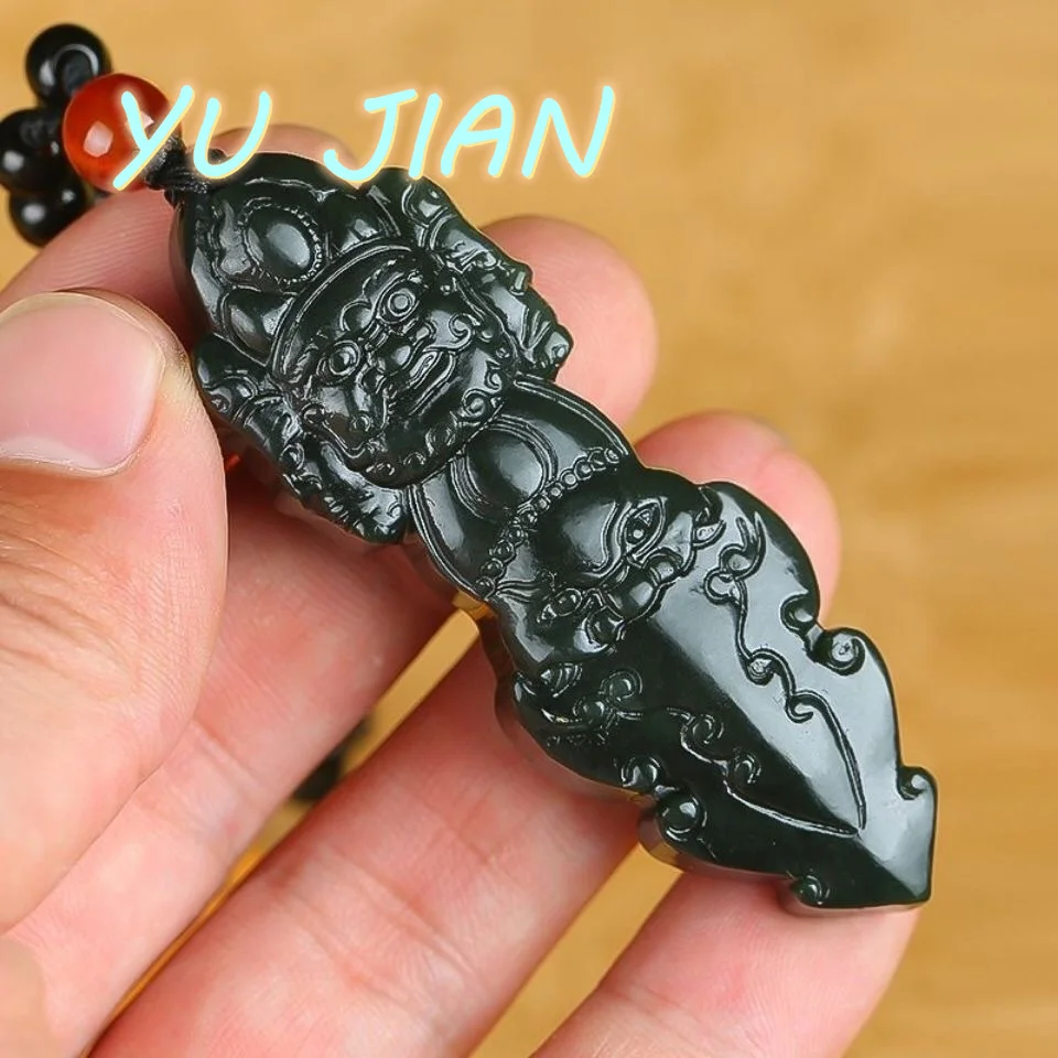 

New Natural Hetian Jade Carved Pieces Purely Hand-Carved Delicate Pendant Amulet Healing Pestle Quality Necklace Fine Jewelry