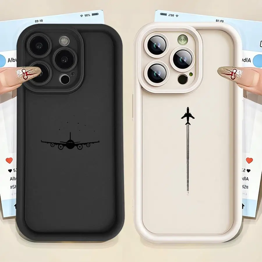 Funda para iPhone 15Pro 11 14 14+ 12 15 Plus 16e 13 13Pro 16 Pro Max Funda blanda 16+ Aviones