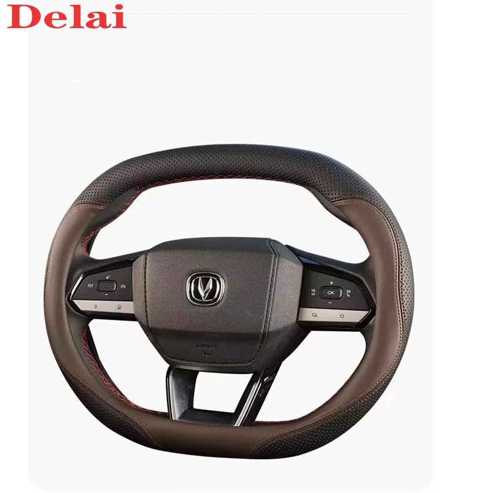 For Changan UNIK UNI-K 2023 2024 Accessories Car Steering Wheel Cover Leather Steering Wheel Anti-slip Decor Protection