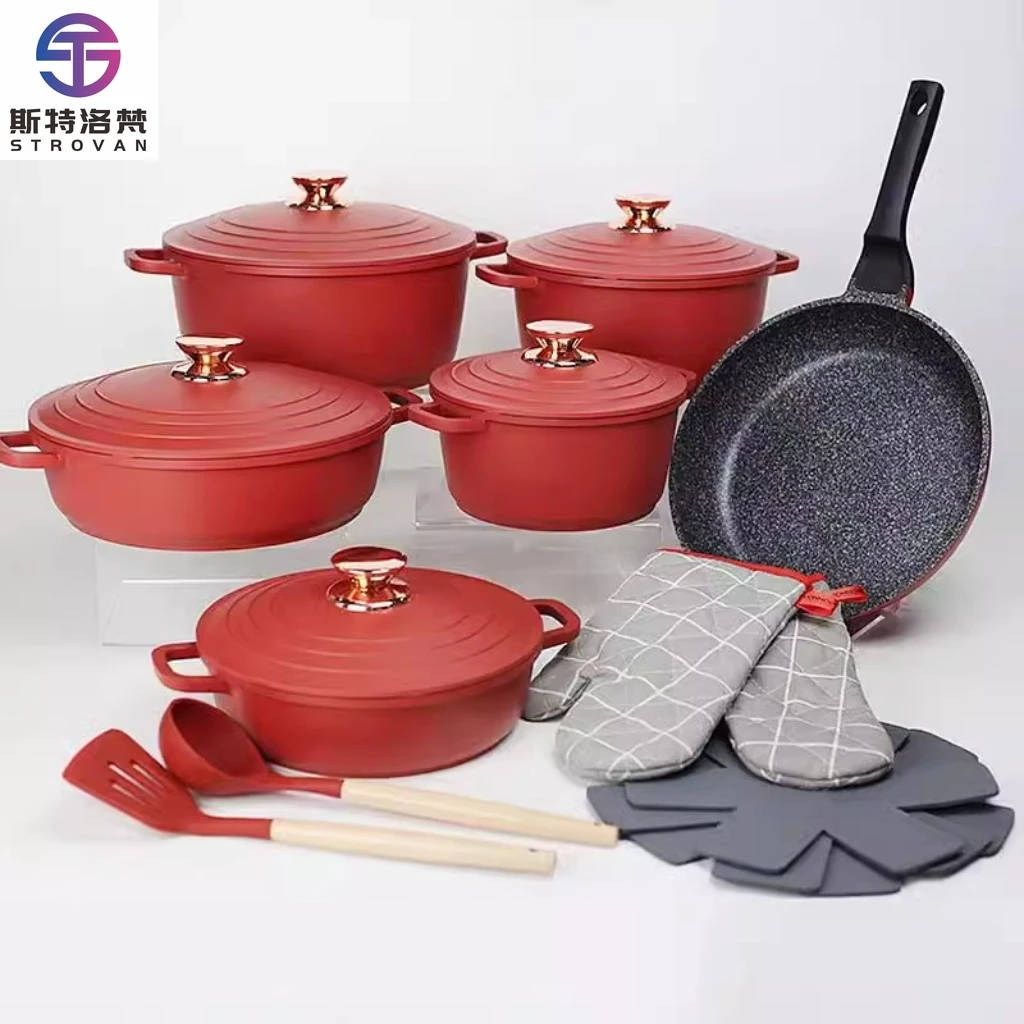 11/18 Pieces Aluminum Non-Stick Cookware Set  Gas Stove Induction Cooker Universal Soup Pot Frying Pan Set with Lid