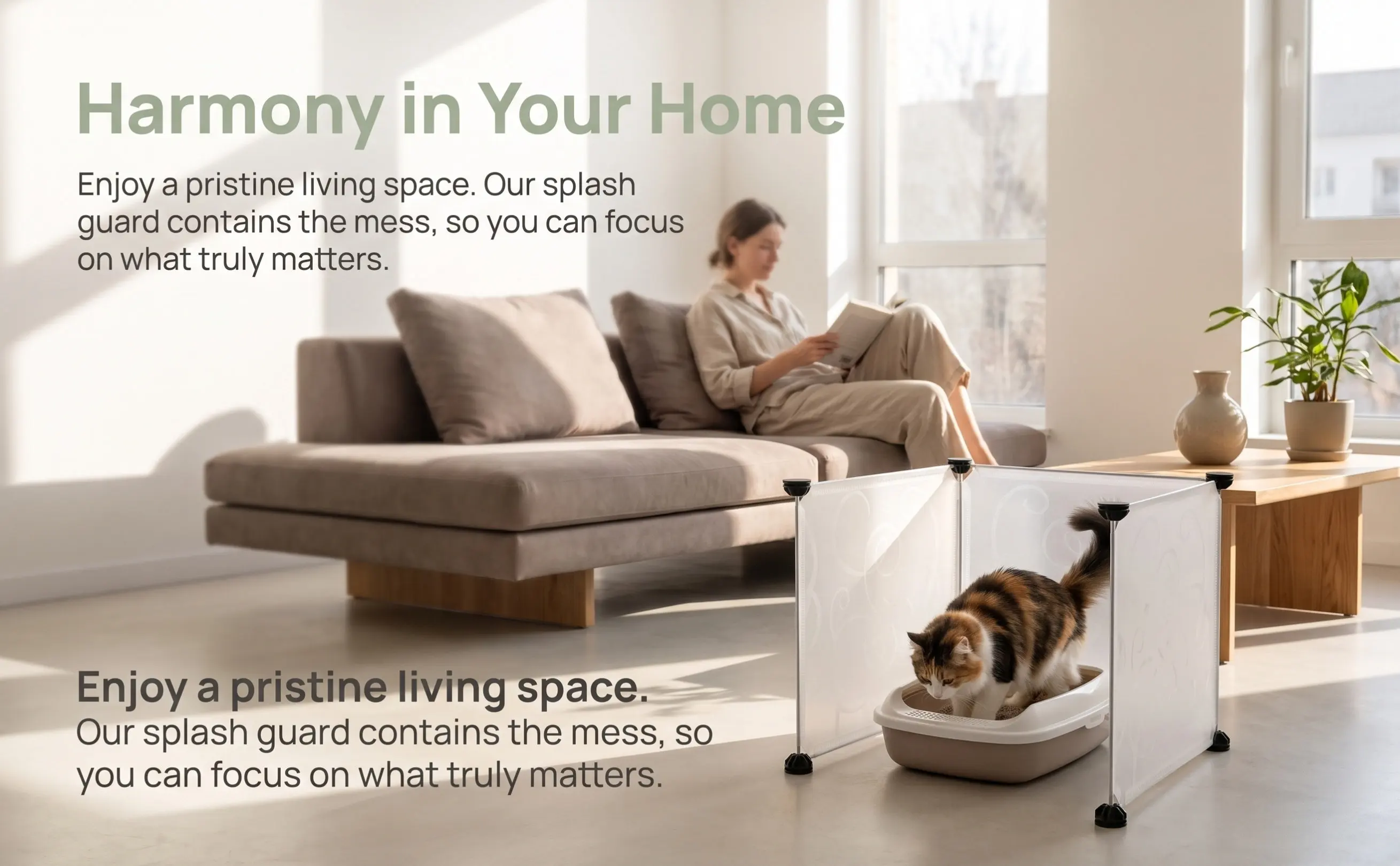 3Pcs Cat Litter Box Splash Shield Clear High Walls Litter Box Guard Privacy Screen Large Cat Enclosure Protector