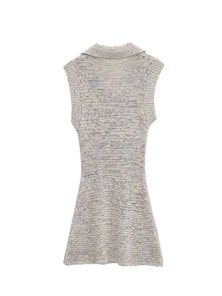 Sexy Chic Women Dress Sleeveless V-Neck Knitted Mini Dress New Fashion 2025 Spring Summer Female Dress